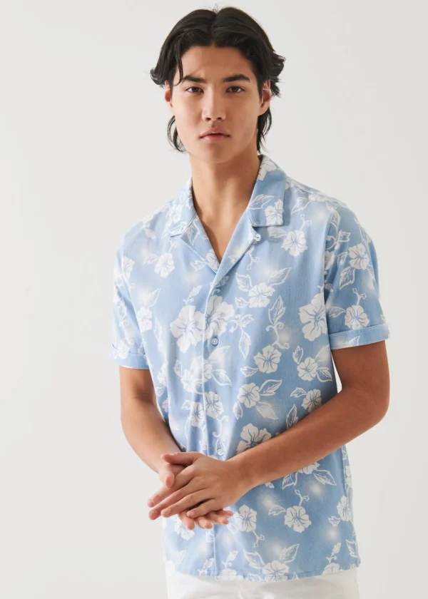 Pima Cotton Stretch Printed Camp Shirt