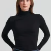 Pima Cotton Stretch Ribbed Turtleneck