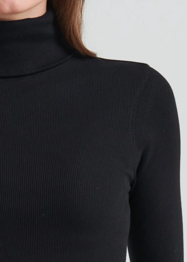 Pima Cotton Stretch Ribbed Turtleneck