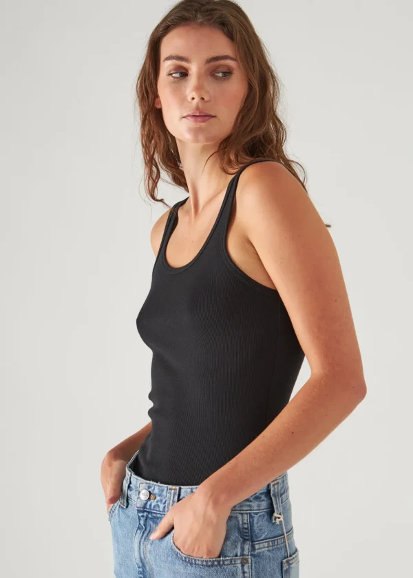 Pima Cotton Stretch Scoop Neck Rib Tank