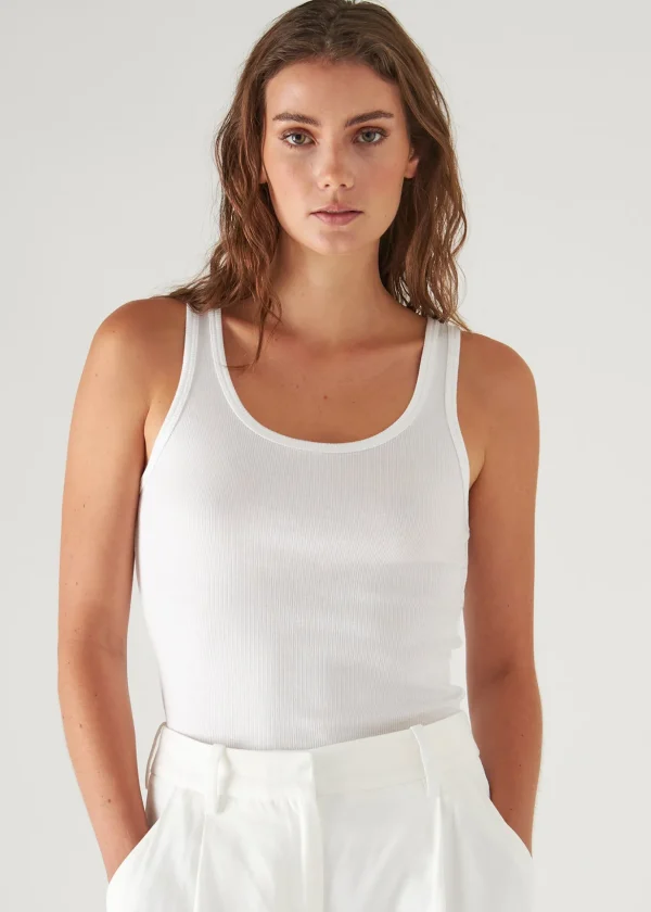 Pima Cotton Stretch Scoop Neck Rib Tank