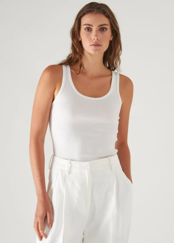 Pima Cotton Stretch Scoop Neck Rib Tank