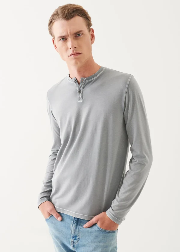 Pima Cotton Stretch Vintage Wash Henley