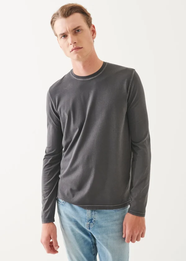 Pima Cotton Stretch Vintage Wash Long Sleeve T-Shirt