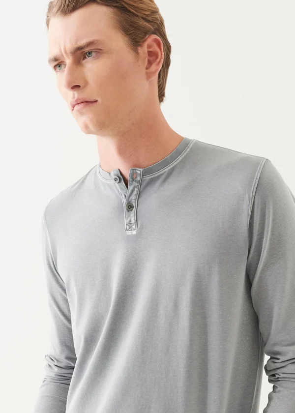 Pima Cotton Stretch Vintage Wash Henley