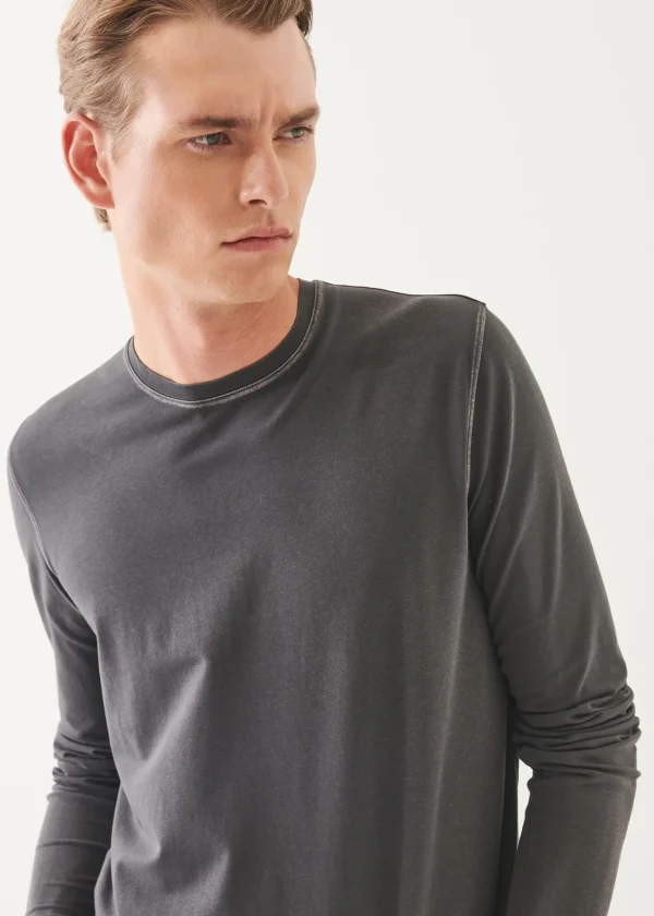 Pima Cotton Stretch Vintage Wash Long Sleeve T-Shirt