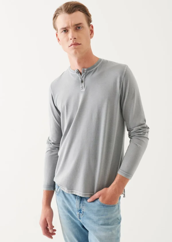 Pima Cotton Stretch Vintage Wash Henley