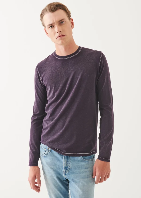 Pima Cotton Stretch Vintage Wash Long Sleeve T-Shirt