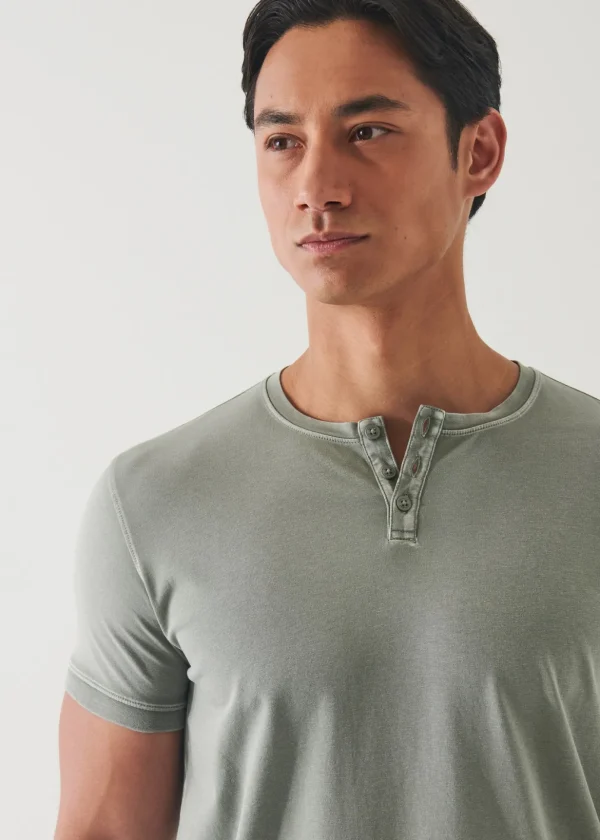 Pima Cotton Stretch Vintage Wash Henley T-Shirt