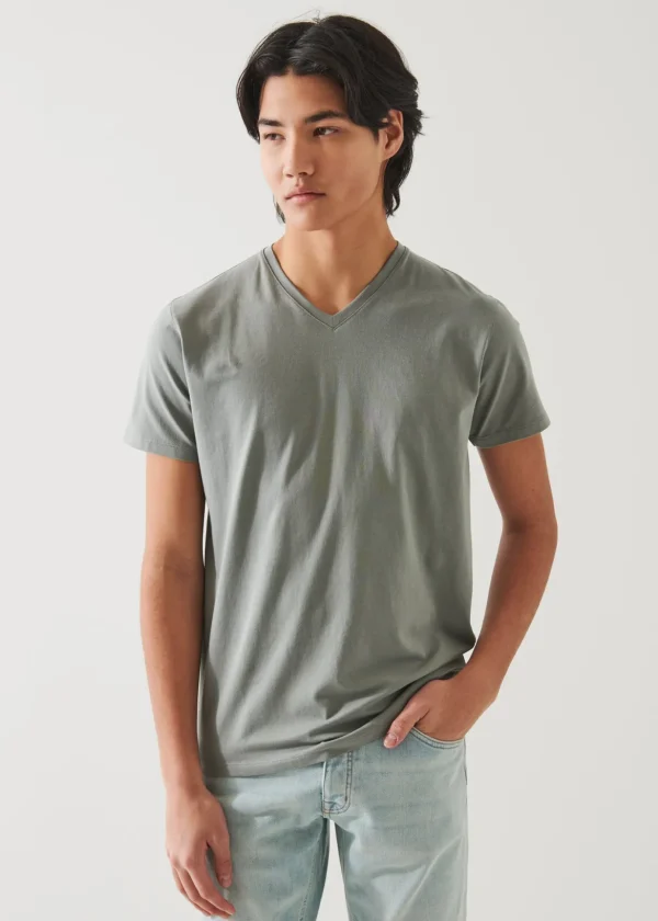 Pima Cotton Stretch V-Neck T-Shirt