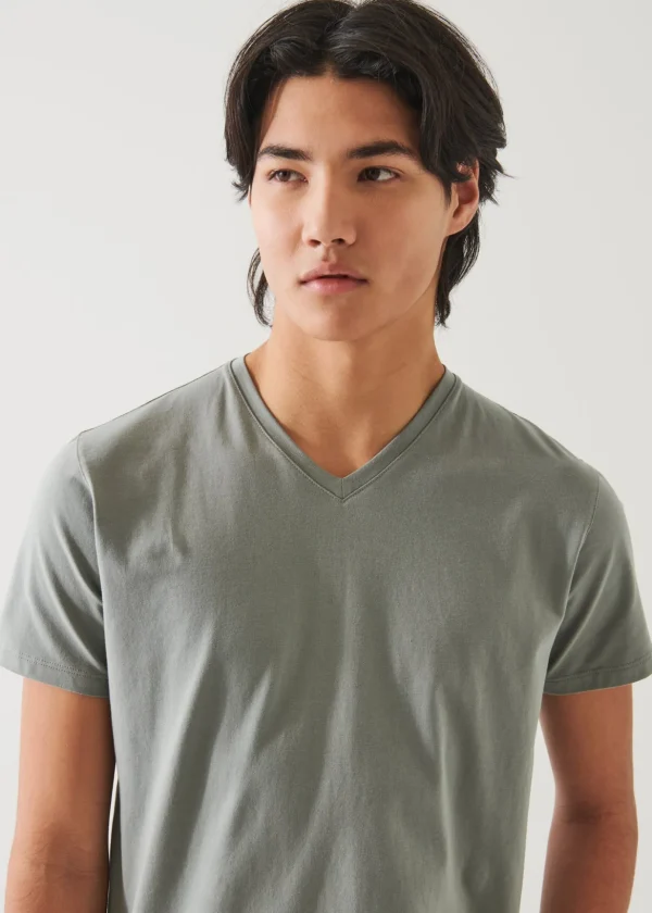 Pima Cotton Stretch V-Neck T-Shirt