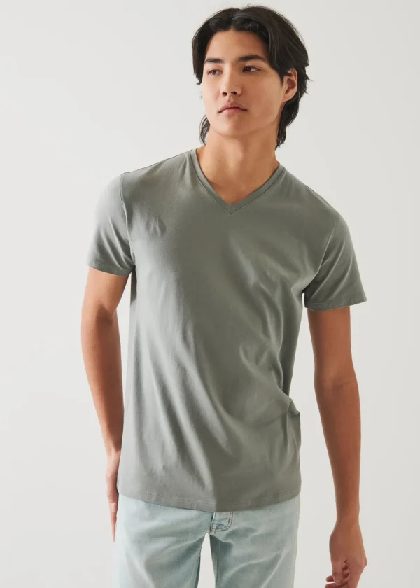 Pima Cotton Stretch V-Neck T-Shirt