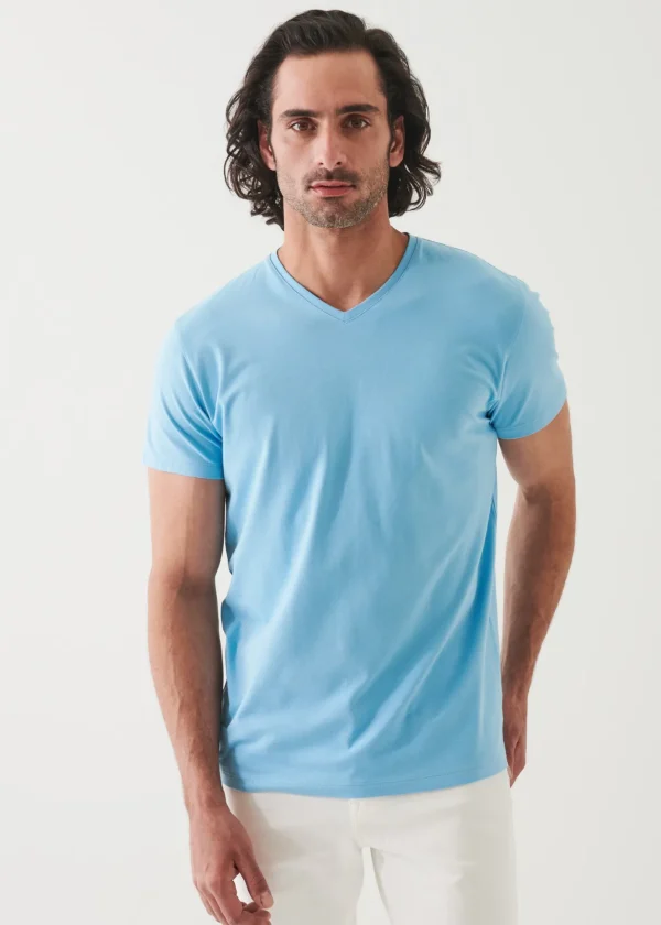 Pima Cotton Stretch V-Neck T-Shirt