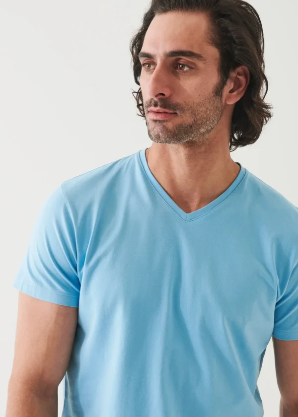 Pima Cotton Stretch V-Neck T-Shirt