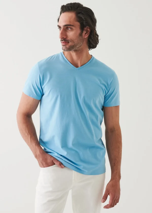 Pima Cotton Stretch V-Neck T-Shirt