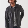 Pima Stretch Fleece Snap-Front Overshirt