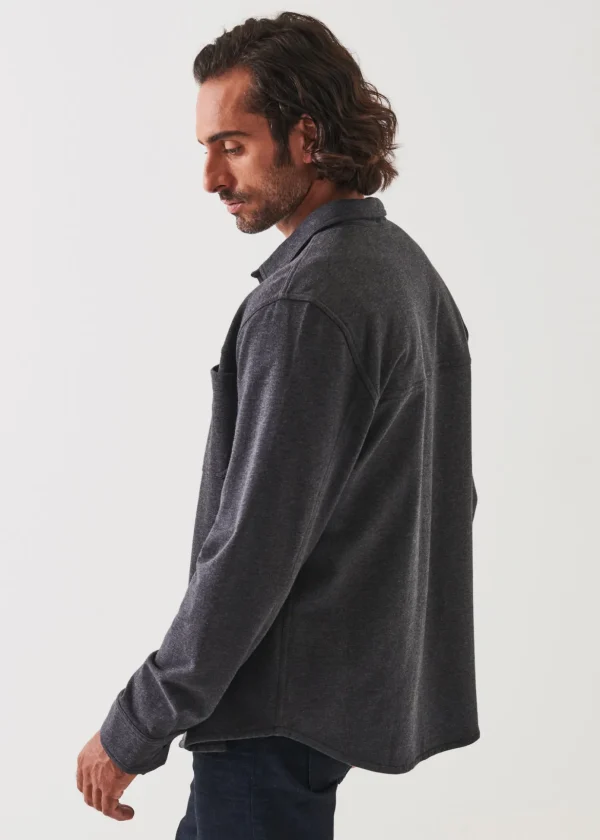 Pima Stretch Fleece Snap-Front Overshirt