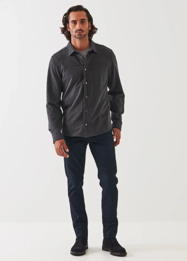 Pima Stretch Fleece Snap-Front Overshirt