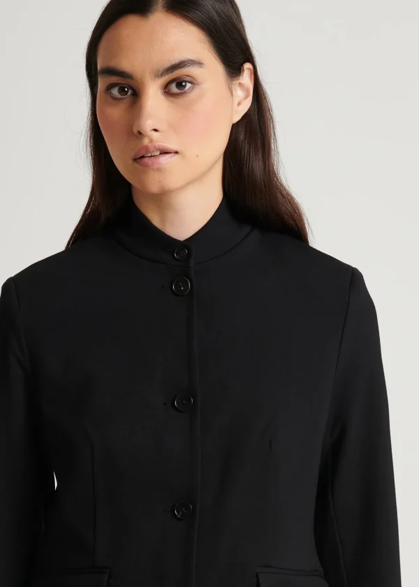 Ponte Collarless Single Breasted Blazer