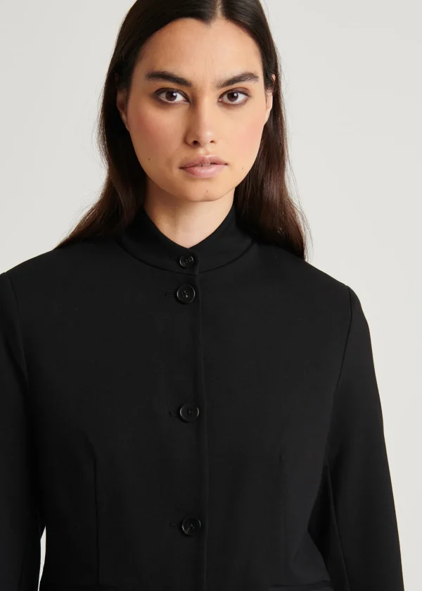 Ponte Collarless Single Breasted Blazer