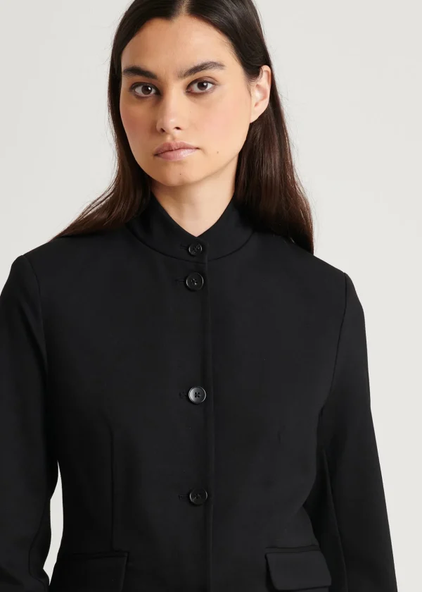 Ponte Collarless Single Breasted Blazer