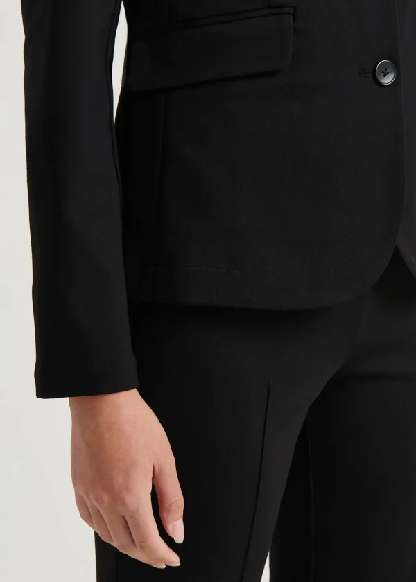 Ponte Collarless Single Breasted Blazer