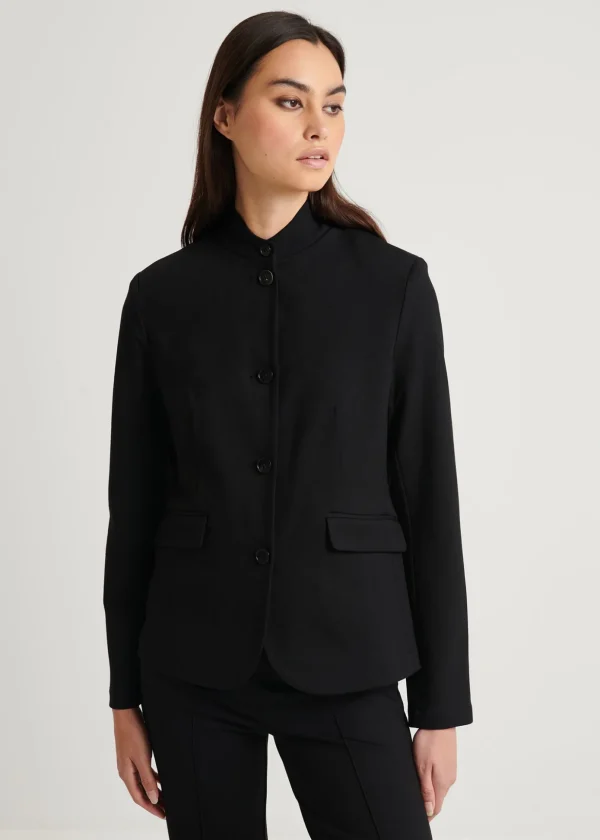 Ponte Collarless Single Breasted Blazer