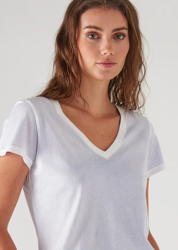 Reverse Spray Lightweight Pima Cotton V-Neck T-Shirt