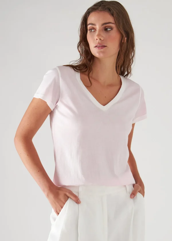 Reverse Spray Lightweight Pima Cotton V-Neck T-Shirt