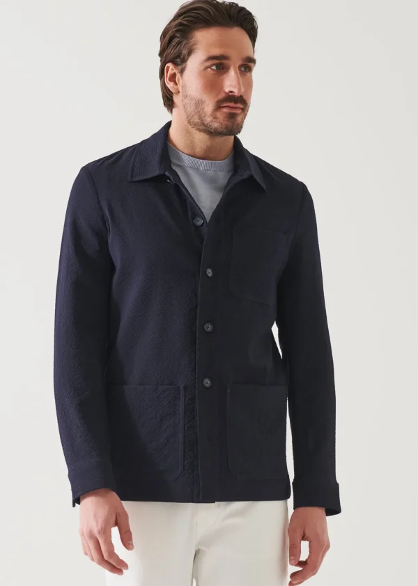 Seersucker Stretch Shirt Jacket