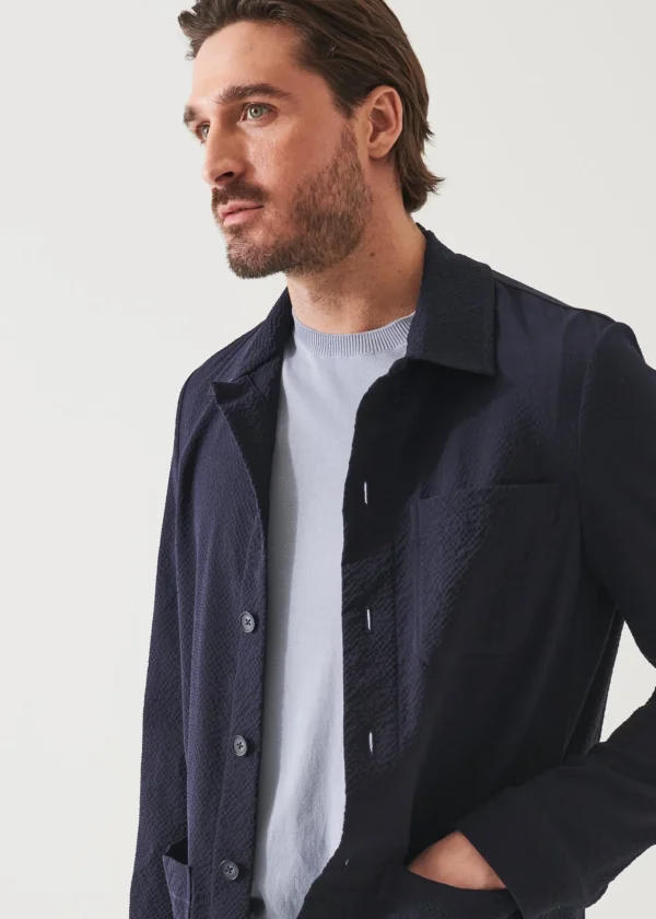 Seersucker Stretch Shirt Jacket