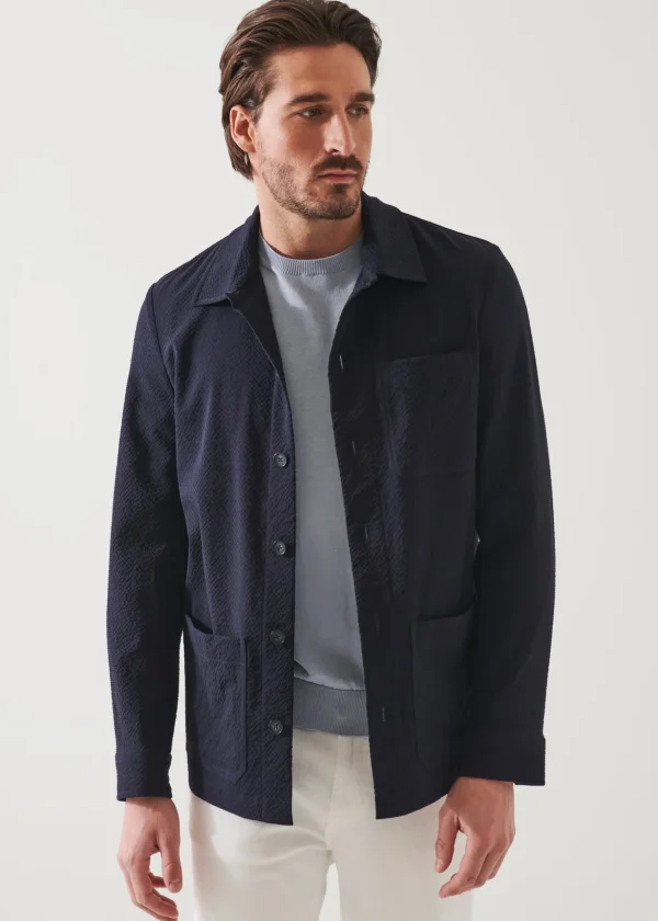 Seersucker Stretch Shirt Jacket