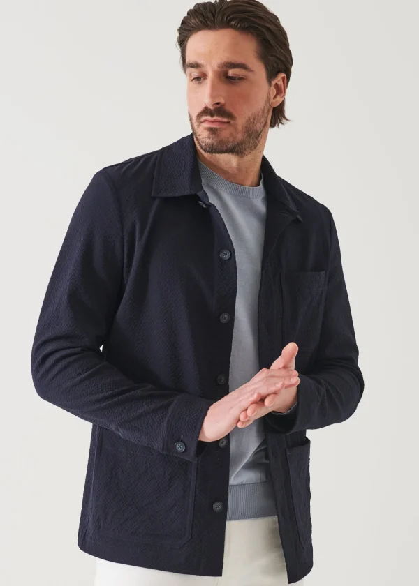 Seersucker Stretch Shirt Jacket