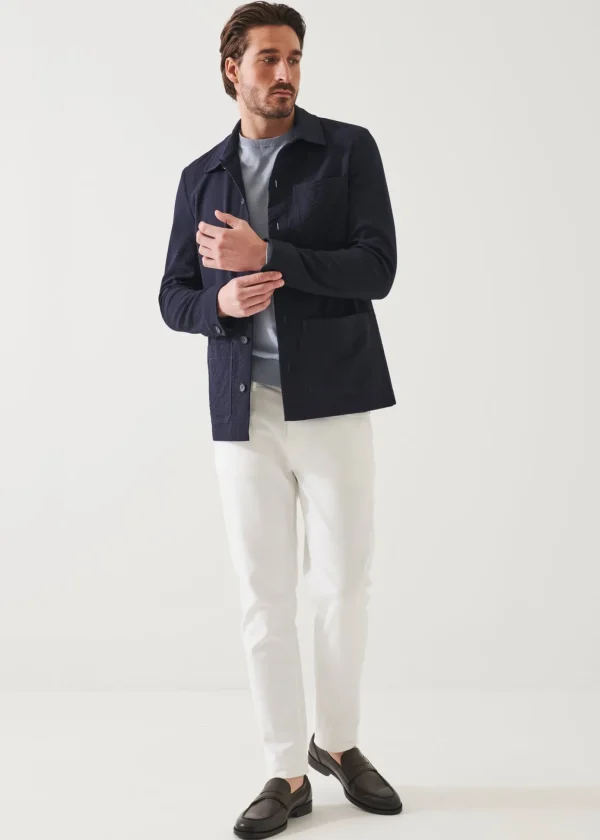 Seersucker Stretch Shirt Jacket