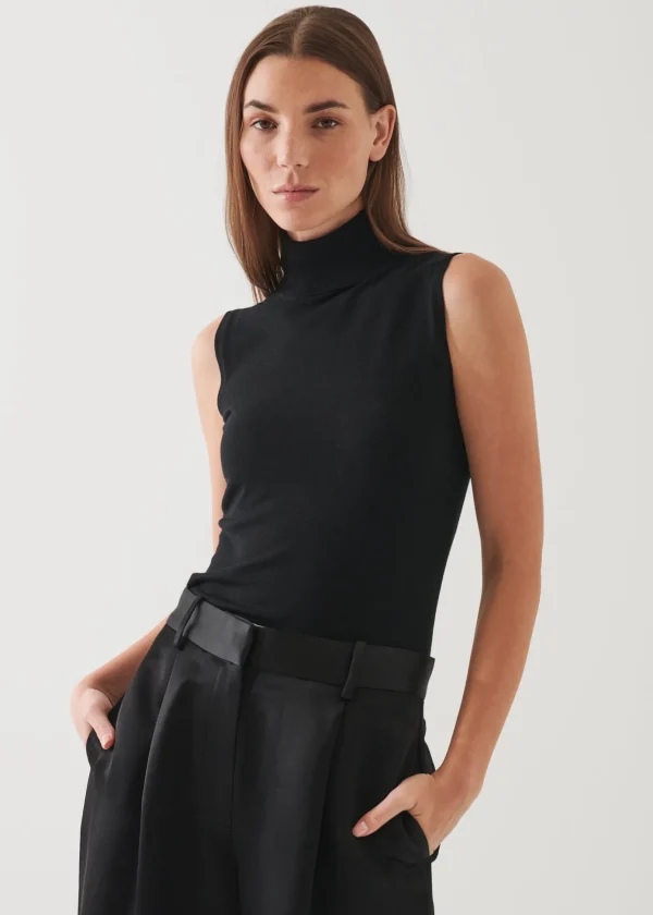 Superfine Merino Sleeveless Turtleneck