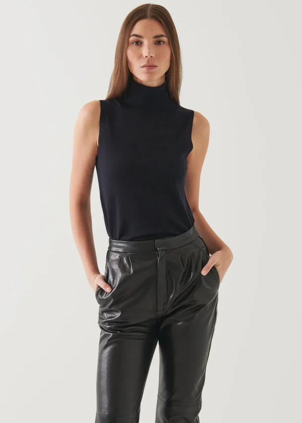 Superfine Merino Sleeveless Turtleneck