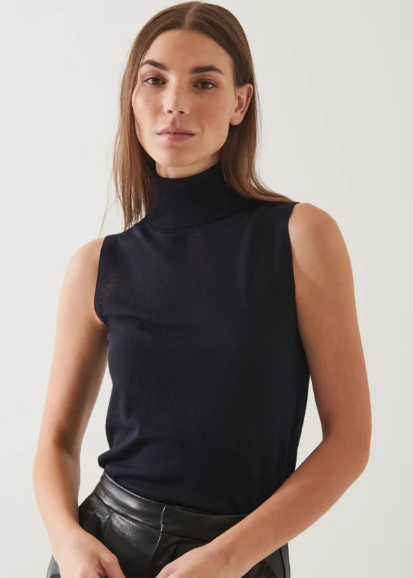 Superfine Merino Sleeveless Turtleneck