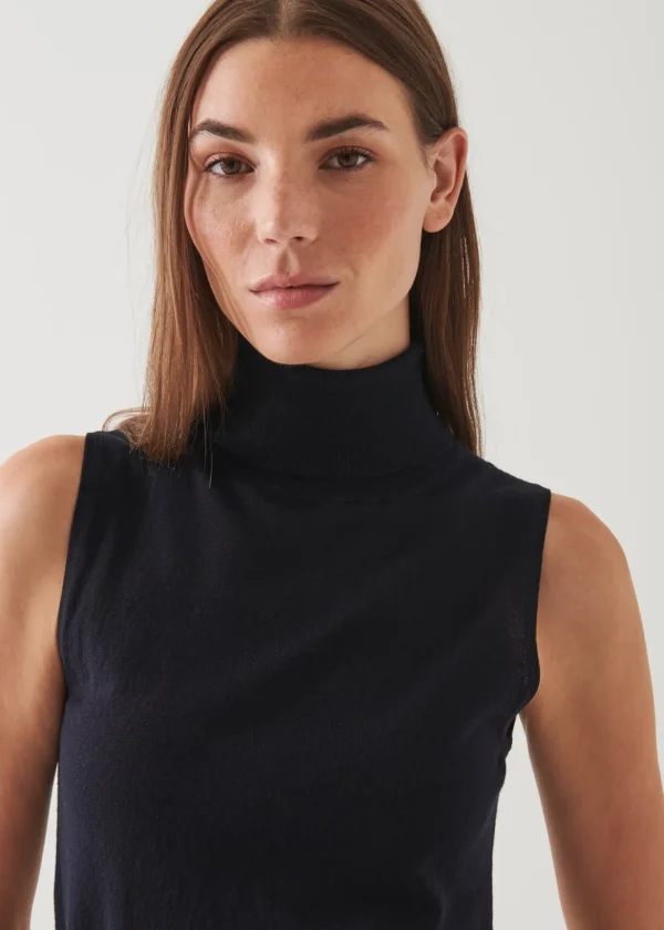 Superfine Merino Sleeveless Turtleneck