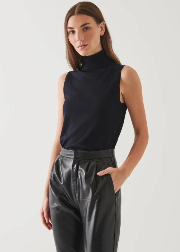 Superfine Merino Sleeveless Turtleneck