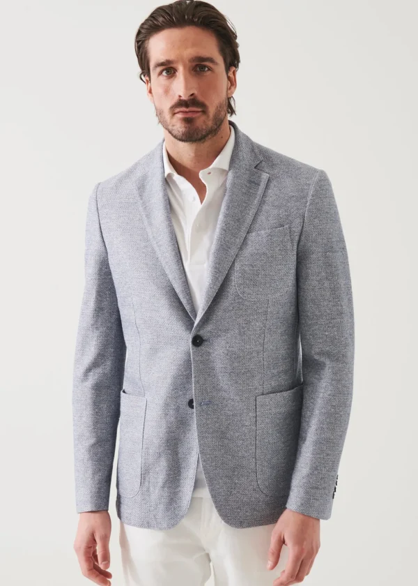 Textured Cotton Linen Blend Blazer