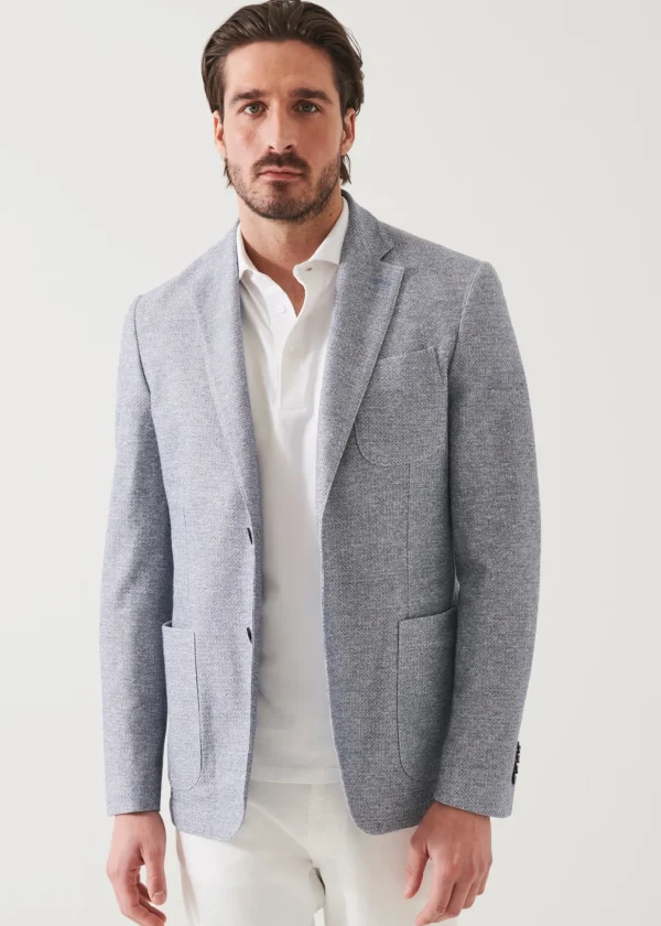 Textured Cotton Linen Blend Blazer