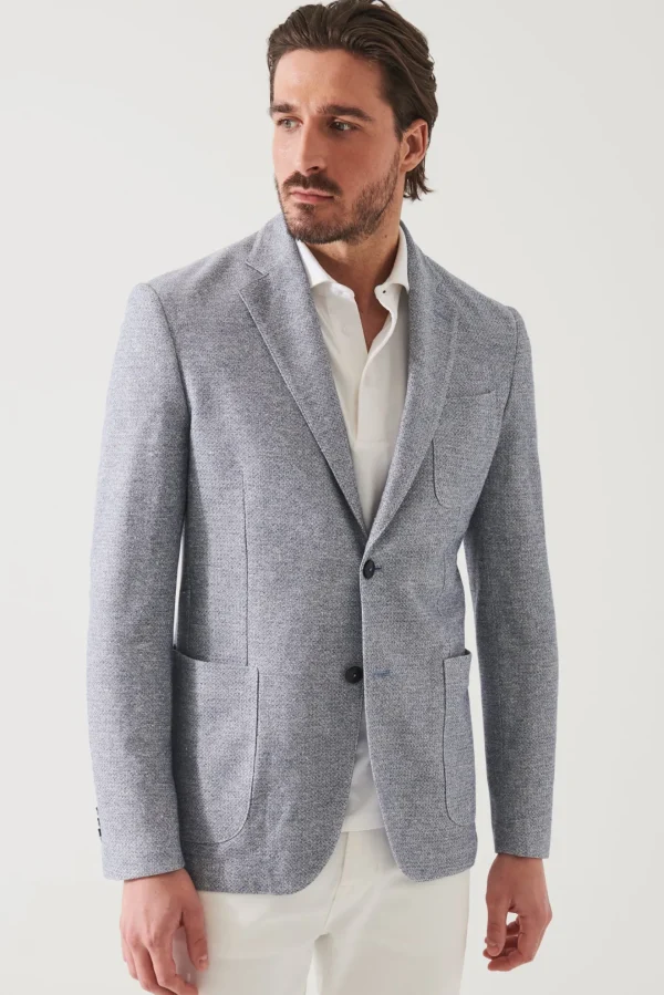 Textured Cotton Linen Blend Blazer