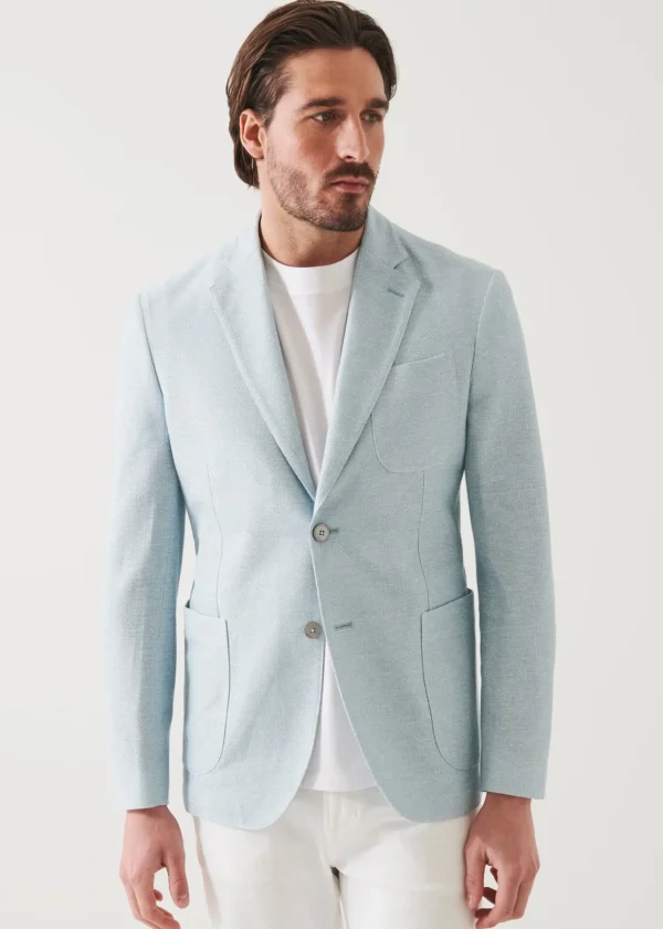 Textured Cotton Linen Blend Blazer