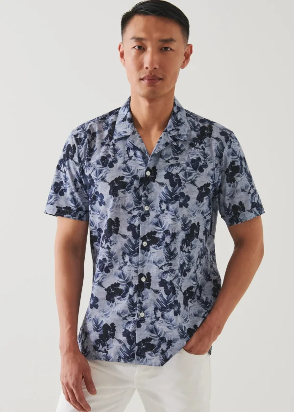 Tropical Floral Print Camp Collar Shirt