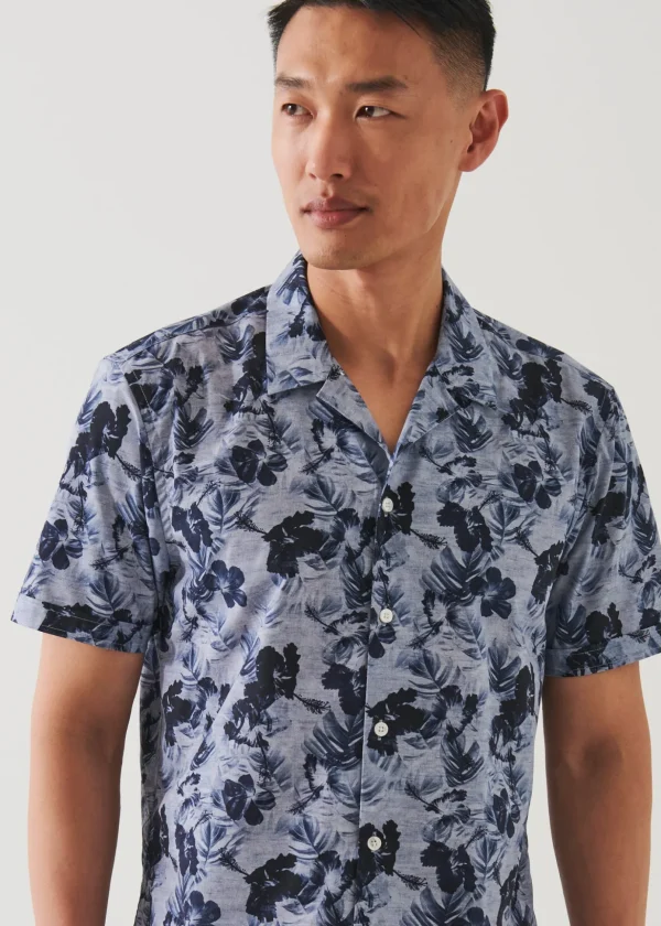 Tropical Floral Print Camp Collar Shirt