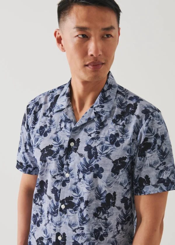 Tropical Floral Print Camp Collar Shirt