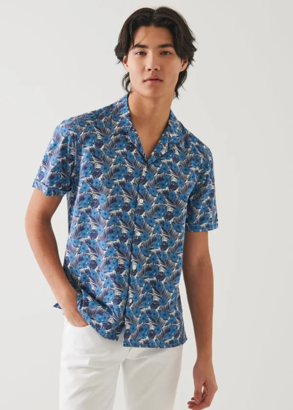 Tropical Floral Print Cotton Shirt