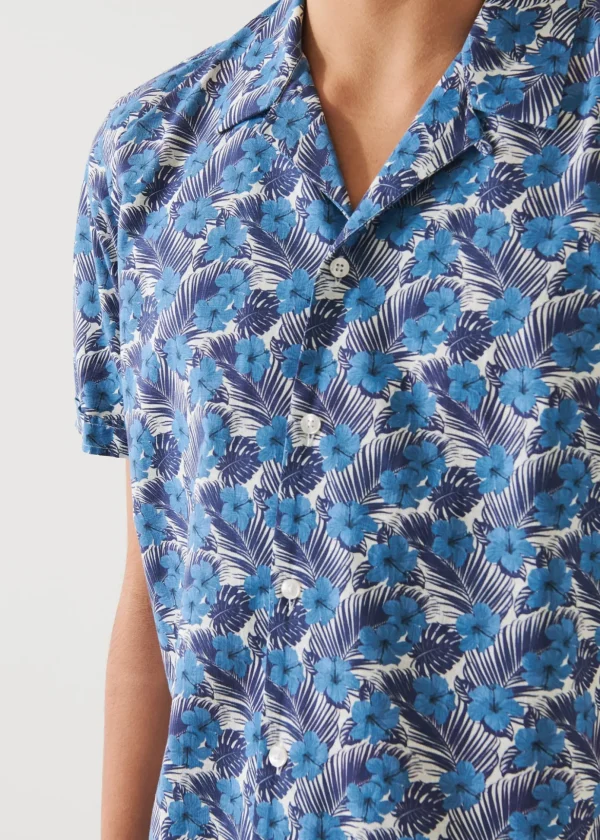 Tropical Floral Print Cotton Shirt