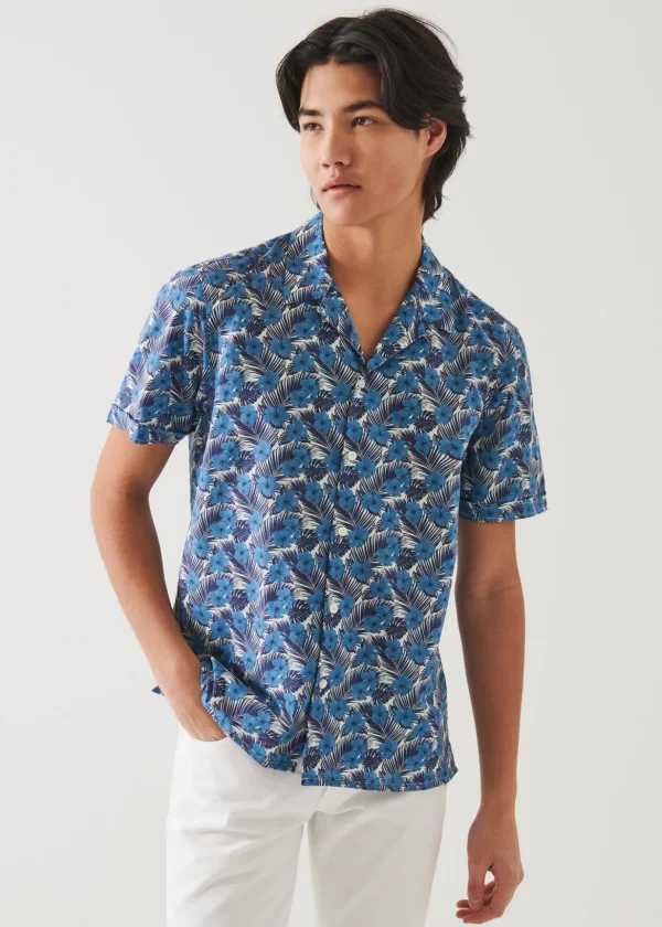 Tropical Floral Print Cotton Shirt