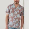 Tropical Print Camp Collar Linen Shirt